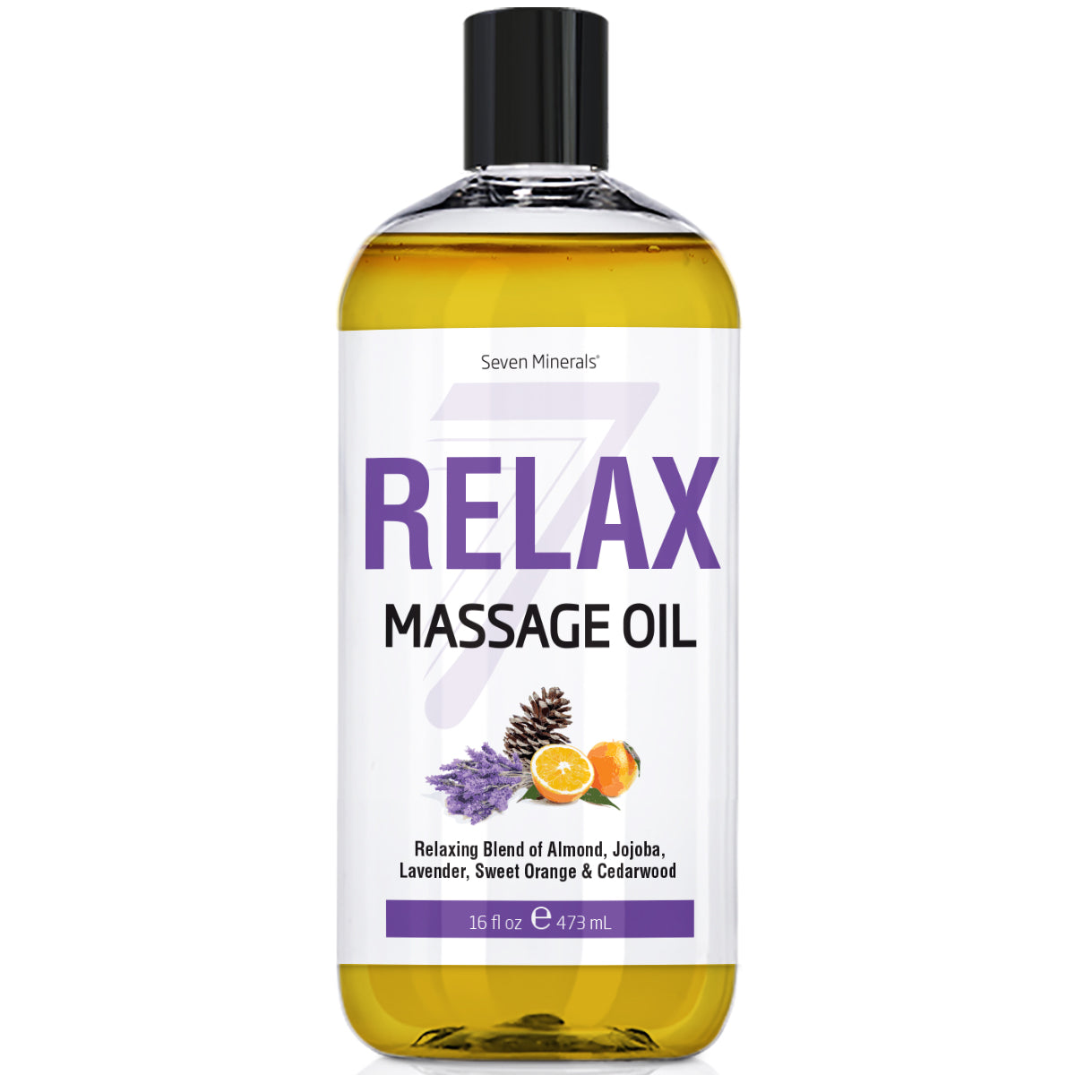 New Relaxing Massage Oil for Massage Therapy - Big 16oz Bottle - Ideal for Professional or at-Home Body Massage. Soothing Natural Blend of Almond, Jojoba, Lavender, Sweet Orange & Cedarwood