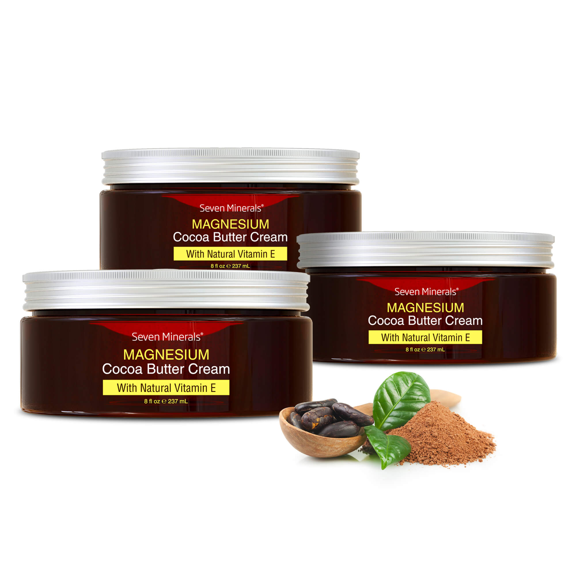 NEW Magnesium Cream with Organic Cocoa Butter and Natural Vitamin E, 8oz