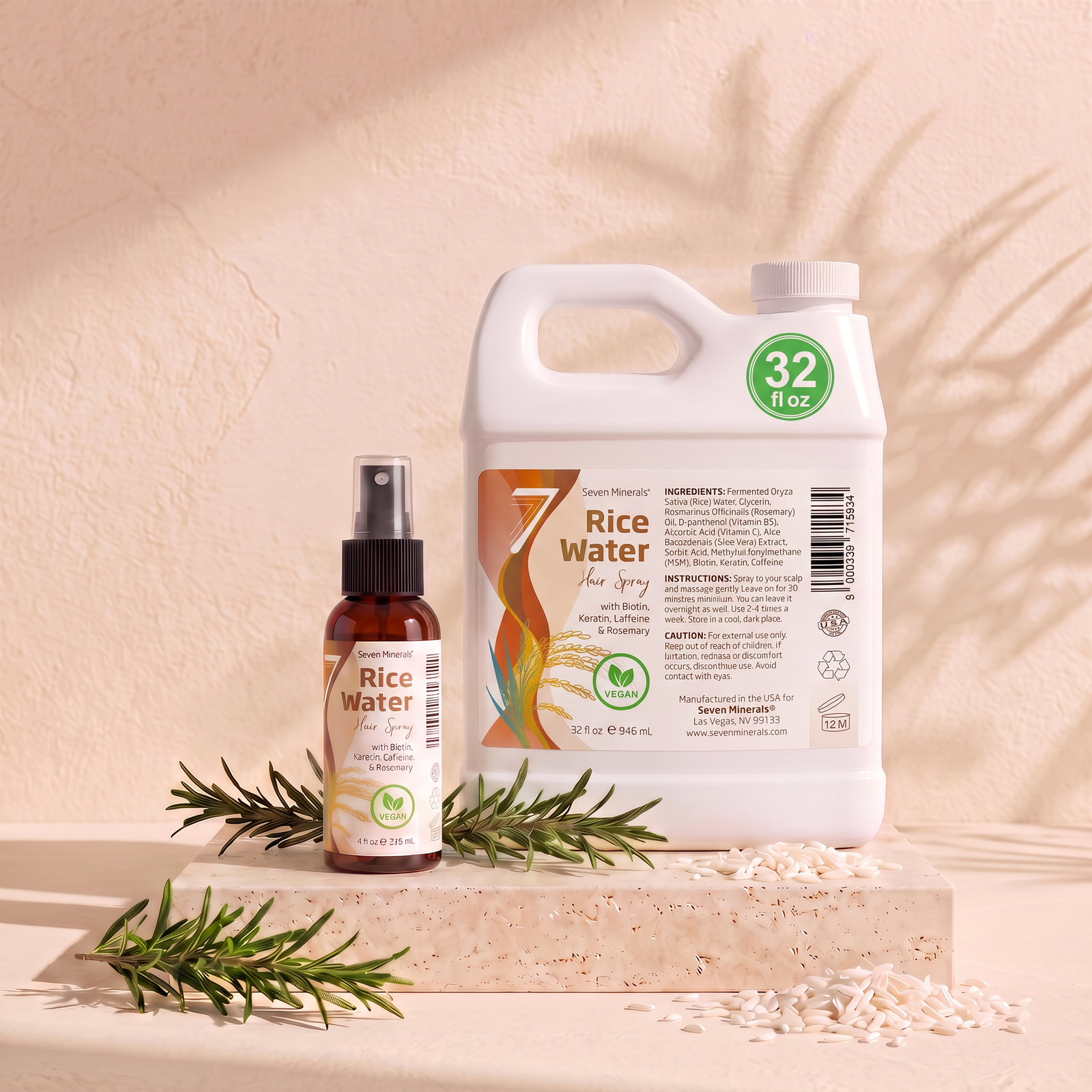 Rosemary Rice Water Hair Routine | 4oz Spray + 32oz Refill Bundle
