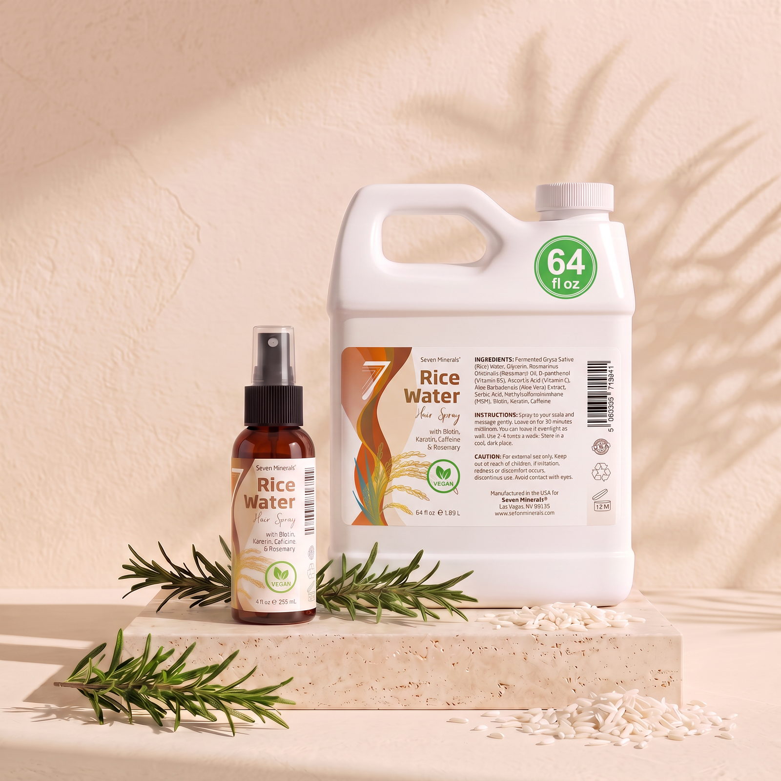 Rosemary Rice Water Hair Routine | 4oz Spray + 64oz Refill Bundle