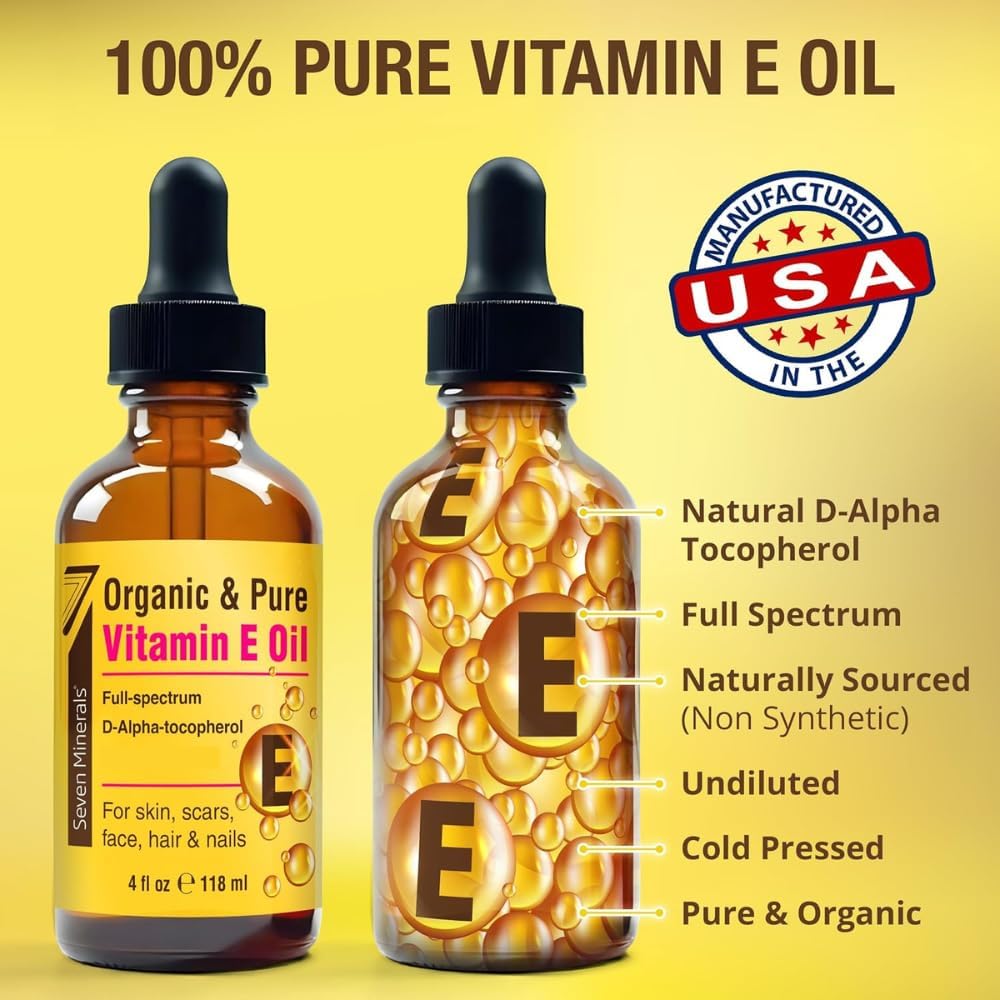 100% pure Vitamin E Oil: natural D-alpha tocopherol, full spectrum, naturally sourced, undiluted, pure and organic