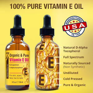 100% pure Vitamin E Oil: natural D-alpha tocopherol, full spectrum, naturally sourced, undiluted, pure and organic