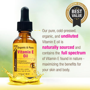 Ultra Pure Vitamin E Oil - Full-Spectrum D-Alpha Tocopherol, 1 Fl Oz
