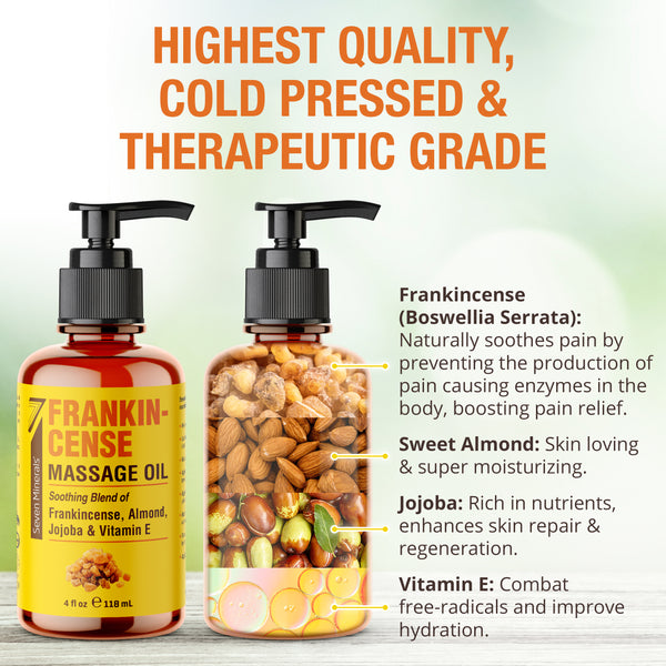 Massage Oil Frankincense 4oz - Seven Minerals