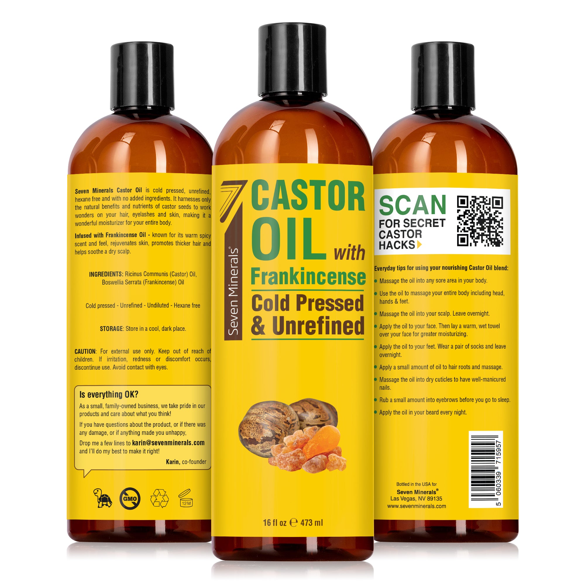 Castor Oil with Frankincense for Joints, Inflammation & Pain - Seven Minerals Castor Oil with Frankincense for Joints, Inflammation & Pain - Seven Minerals