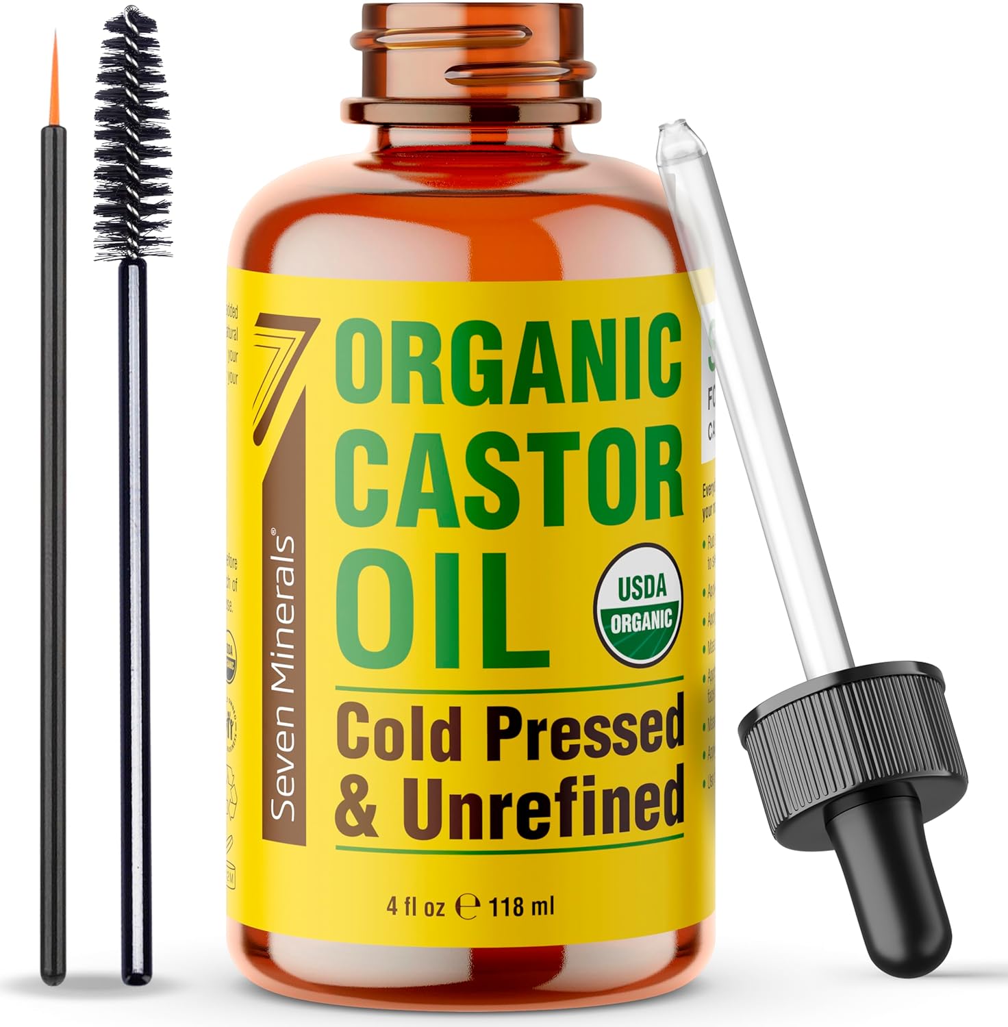 USDA Castor Oil 4oz with Eyebrow Kit - Seven Minerals