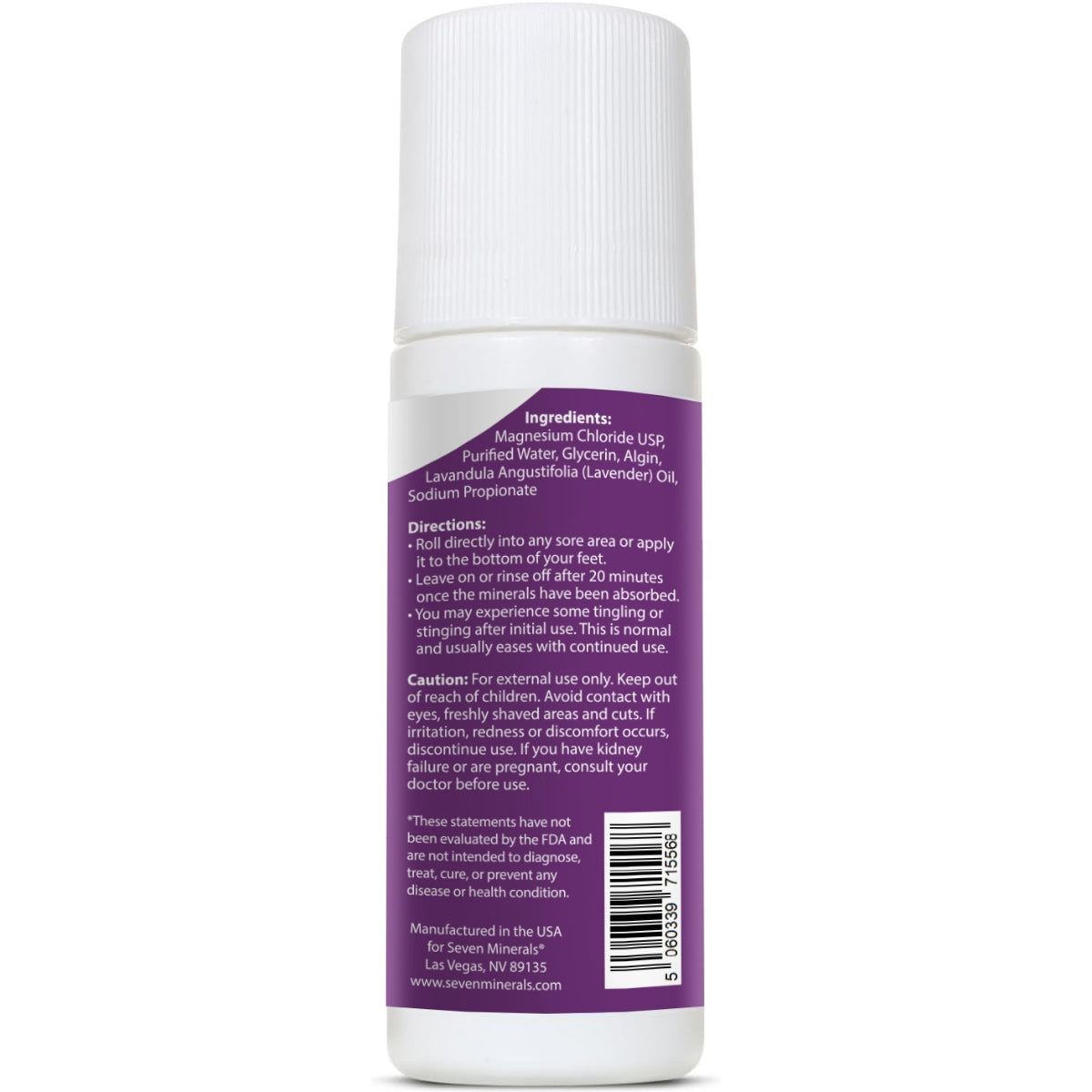 Magnesium Roll On Stick - Lavender, 3 Fl Oz