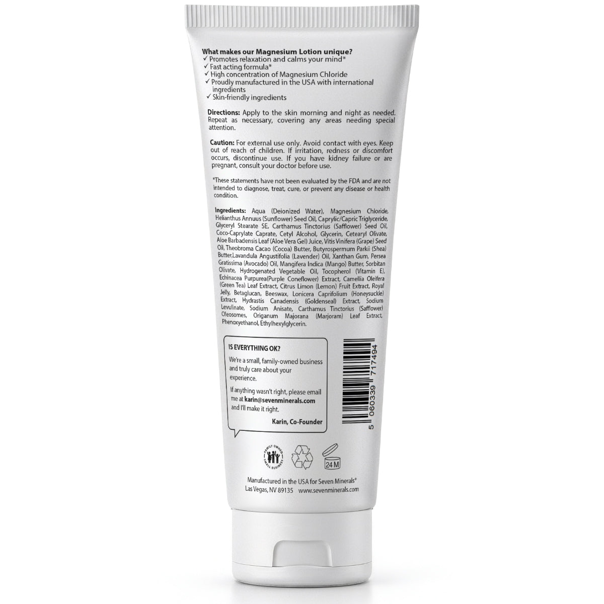 Magnesium Lotion Lavender Tube 8oz