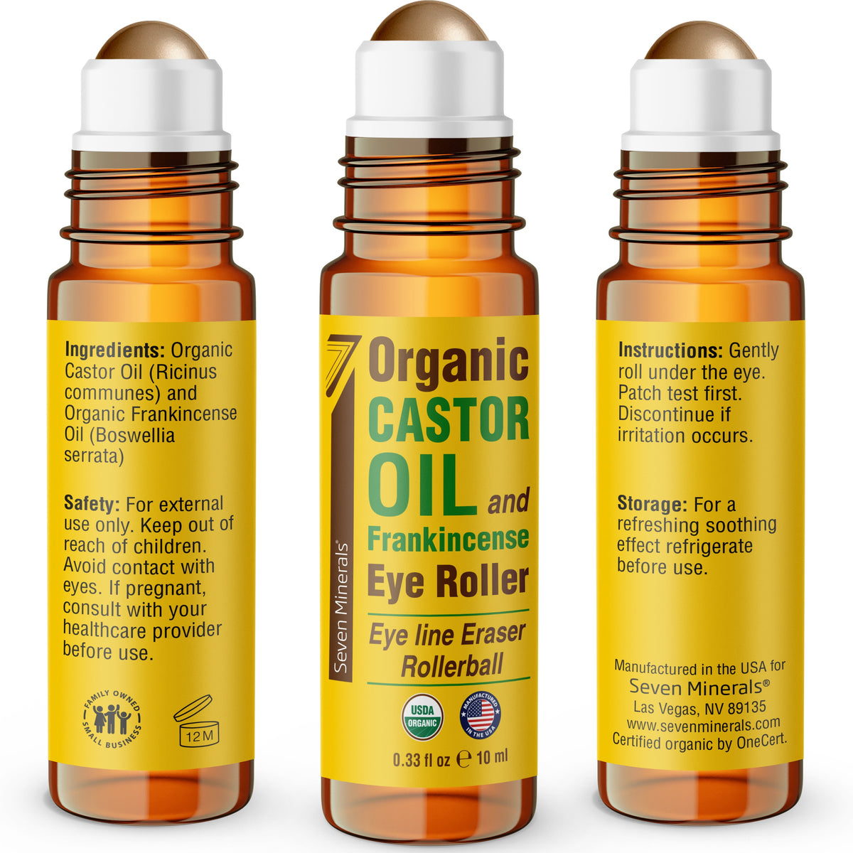 Eye Roller w/ Castor Oil & Frankincense for Wrinkles & Eye Bags