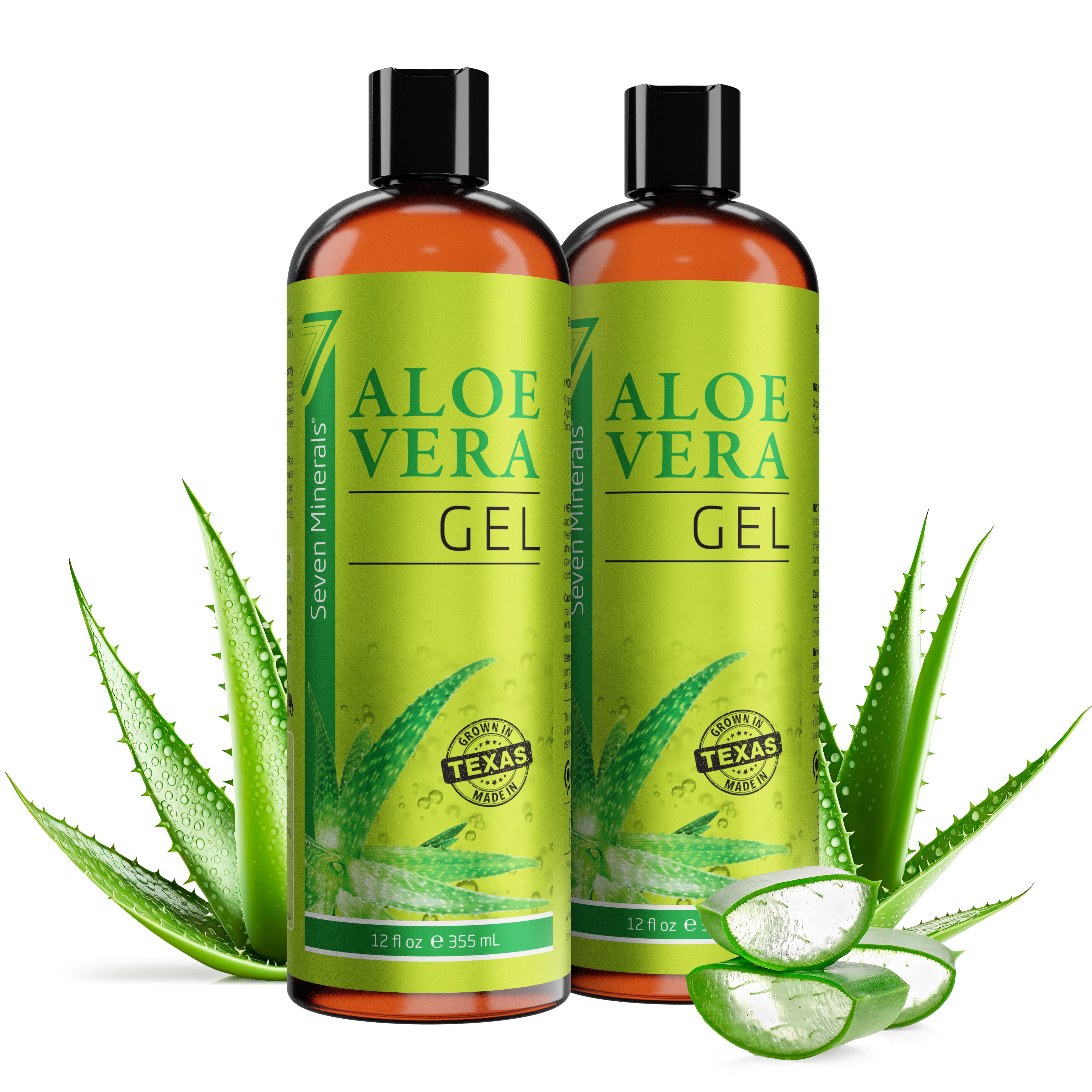 Aloe Vera Gel - 98.7% Organic - from Freshly Cut Texas Grown Aloe - Big 12 fl oz