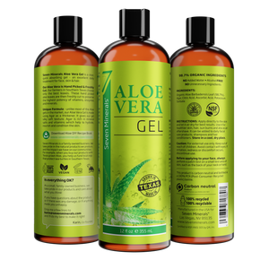 Aloe Vera Gel - 98.7% Organic - from Freshly Cut Texas Grown Aloe - Big 12 fl oz