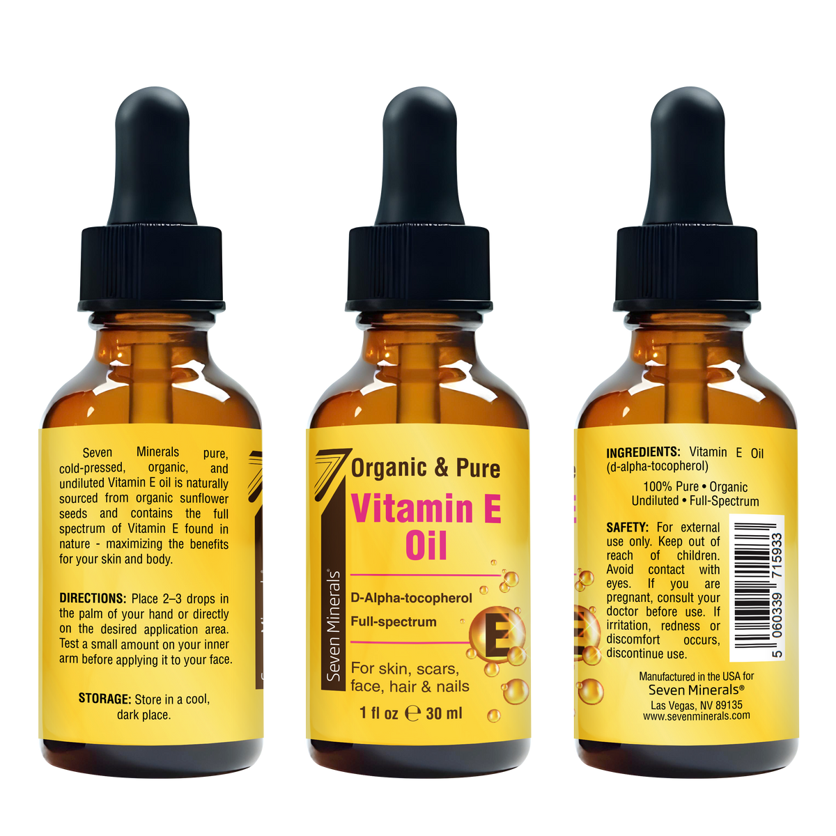Ultra Pure Vitamin E Oil - Full-Spectrum D-Alpha Tocopherol, 1 Fl Oz