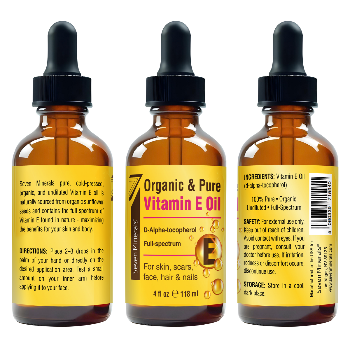 Ultra Pure Vitamin E Oil - Full-Spectrum D-Alpha Tocopherol, 4 Fl Oz