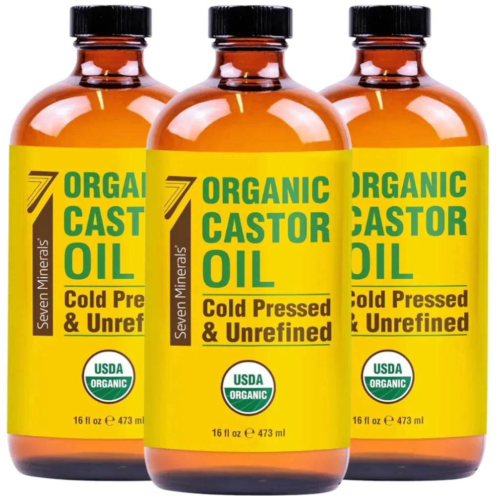 16oz Glass Bottle Castor Oil - USDA Organic - Cold Pressed - Unrefined - Hexane Free
