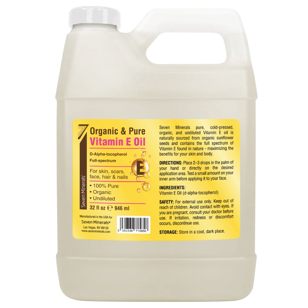 Ultra Pure Vitamin E Oil - Full-Spectrum D-Alpha Tocopherol, 4 Fl