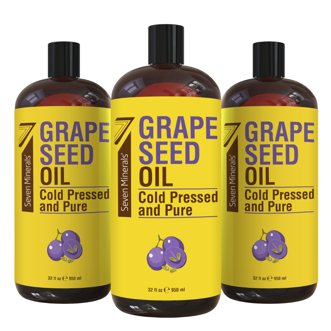 Pure Cold Pressed Grapeseed Oil - Big 32 fl oz Bottle - Non-GMO, Hexan - Seven Minerals Pure Cold Pressed Grapeseed Oil - Big 32 fl oz Bottle - Non-GMO, Hexan - Seven Minerals