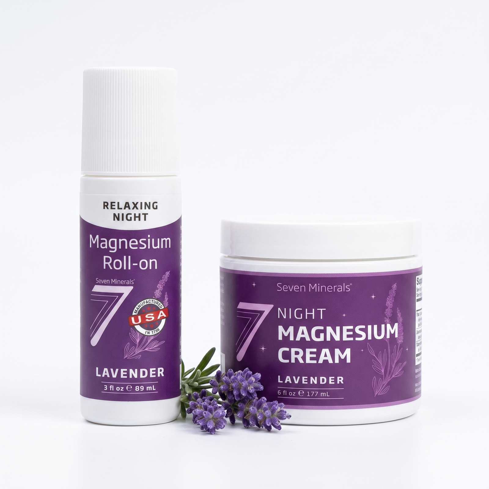 Lavender Night Duo — Seven Minerals Magnesium Roll-On and Night Cream bundle