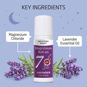 Lavender Magnesium Roll-On key ingredients: magnesium chloride, lavender essential oil