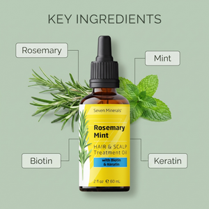 Rosemary Oil key ingredients: rosemary, mint, biotin, keratin