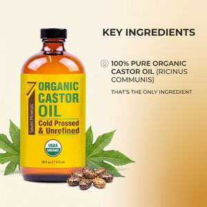 Key ingredient in Seven Minerals Organic Castor Oil: 100% pure organic castor oil, Ricinus communis, the only ingredient