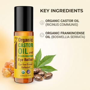 Key ingredients in the Castor & Frankincense Eye Roller: organic castor oil and organic frankincense oil