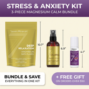 Stress & Anxiety Kit, a 3-piece magnesium calm bundle — bundle and save, everything in one kit, plus a free gift on orders over $50