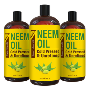 Pure Cold Pressed Neem Oil - Big 32 fl oz Bottle - Non-GMO, Hexane Free, 100% Pure Neem Oil for Plants Spray, Skincare, & Haircare. Treats Dry Skin, Wrinkles, & Promotes Healthy Hair Growth