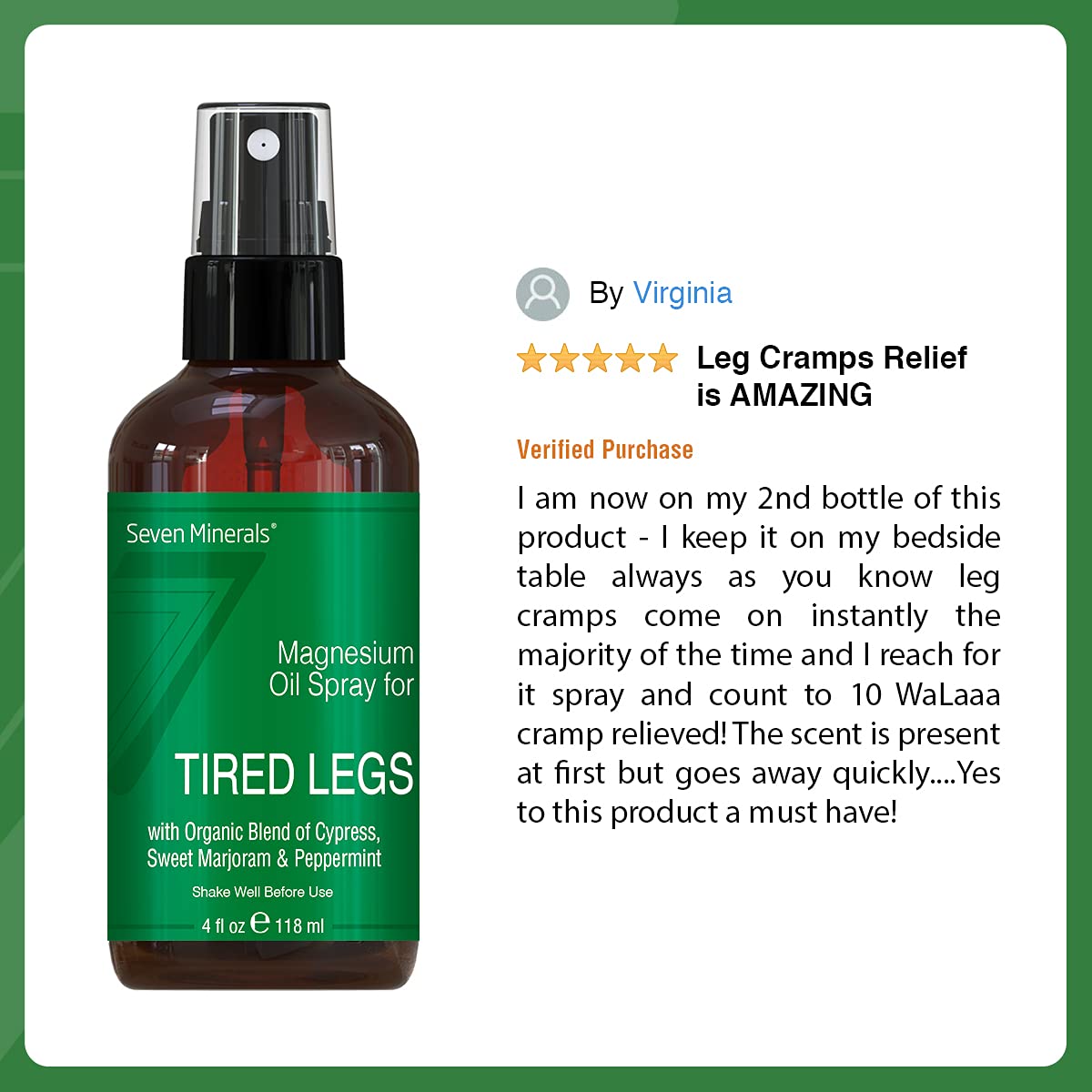 Leg Cramp Pain Relief Spray 4oz