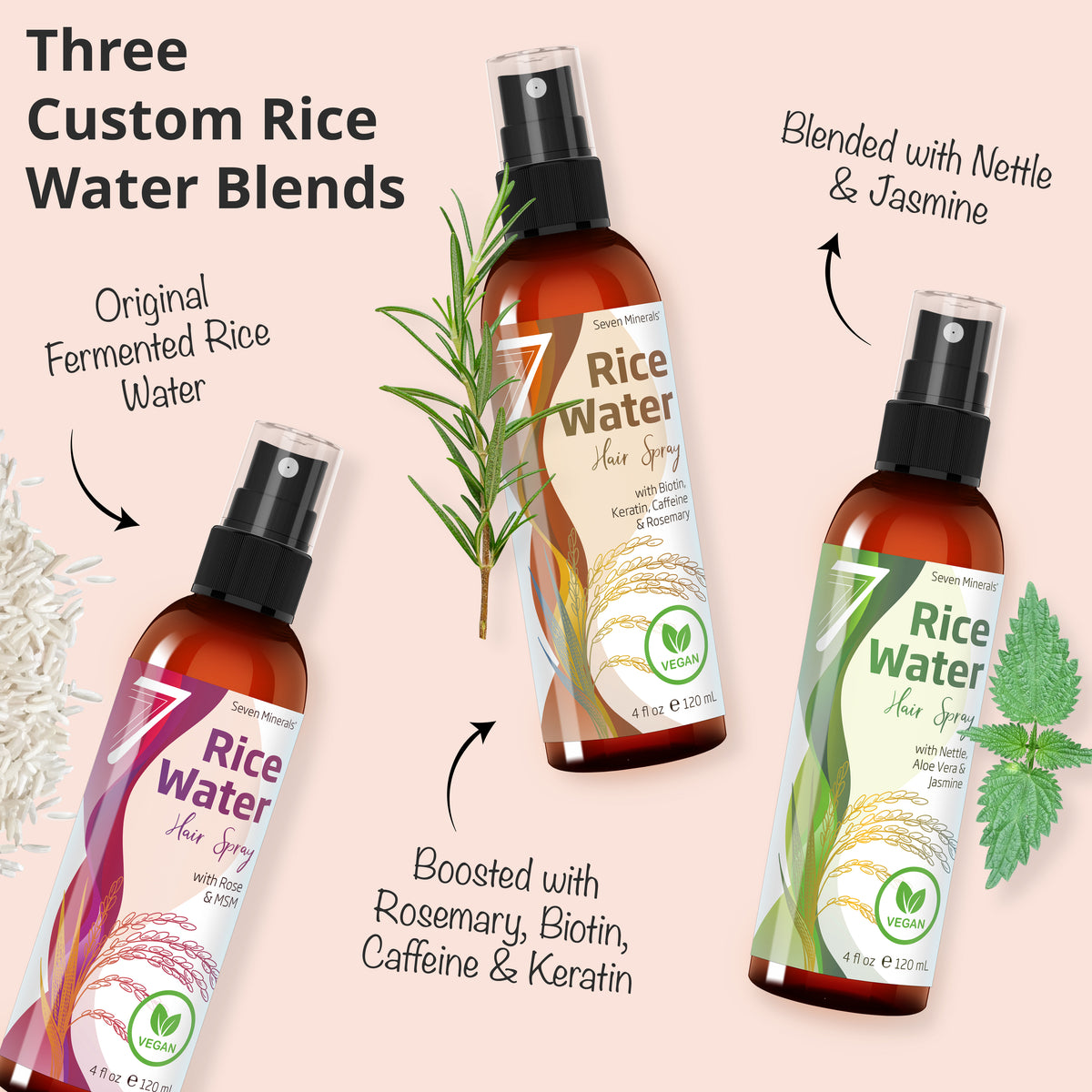 Rice Water Spray 4oz Rose - Seven Minerals