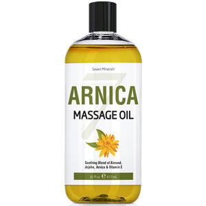 New Arnica Massage Oil for Massage Therapy - Big 16oz Bottle - Ideal for Professional or at-Home Body Massage. Soothing Natural Blend of Almond, Jojoba, Arnica & Vitamin E