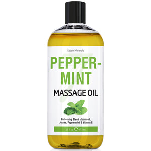 New Peppermint Massage Oil for Massage Therapy - Big 16oz Bottle - Ideal for Professional or at-Home Body Massage. Soothing Natural Blend of Almond, Jojoba, Peppermint, & Vitamin E