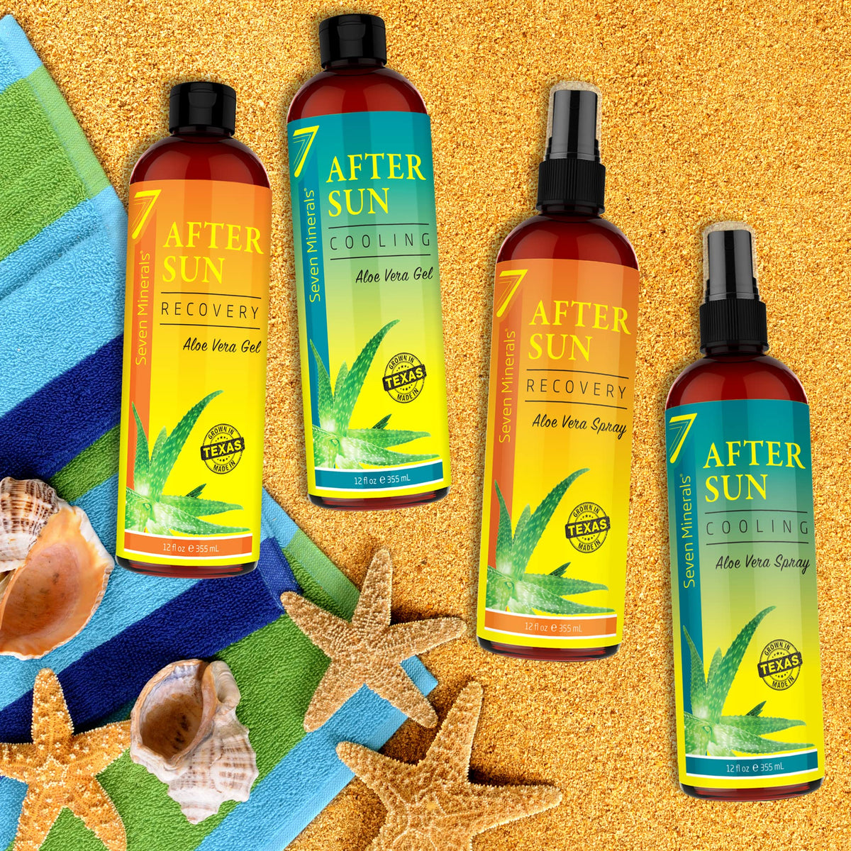 NEW Recovery After Sun Gel with Aloe Vera Big 12 Fl Oz Seven Minerals