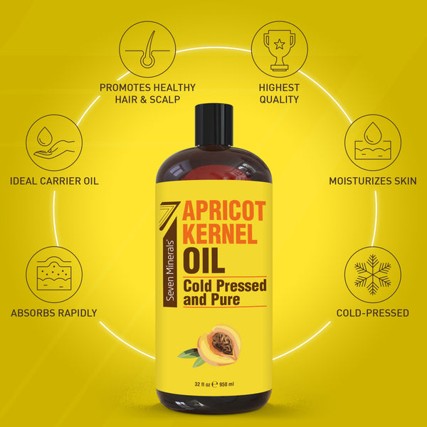 Pure Cold Pressed Apricot Kernel Oil - Big 32 fl oz Bottle - Non