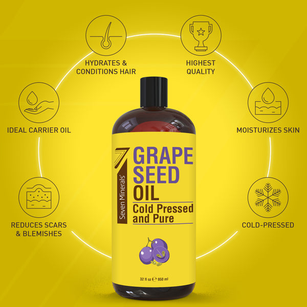 Grapeseed Oil 6本セット Pure Cold Pressed Grapeseed Oil - Big 32 fl oz Bottle - Non-GMO
