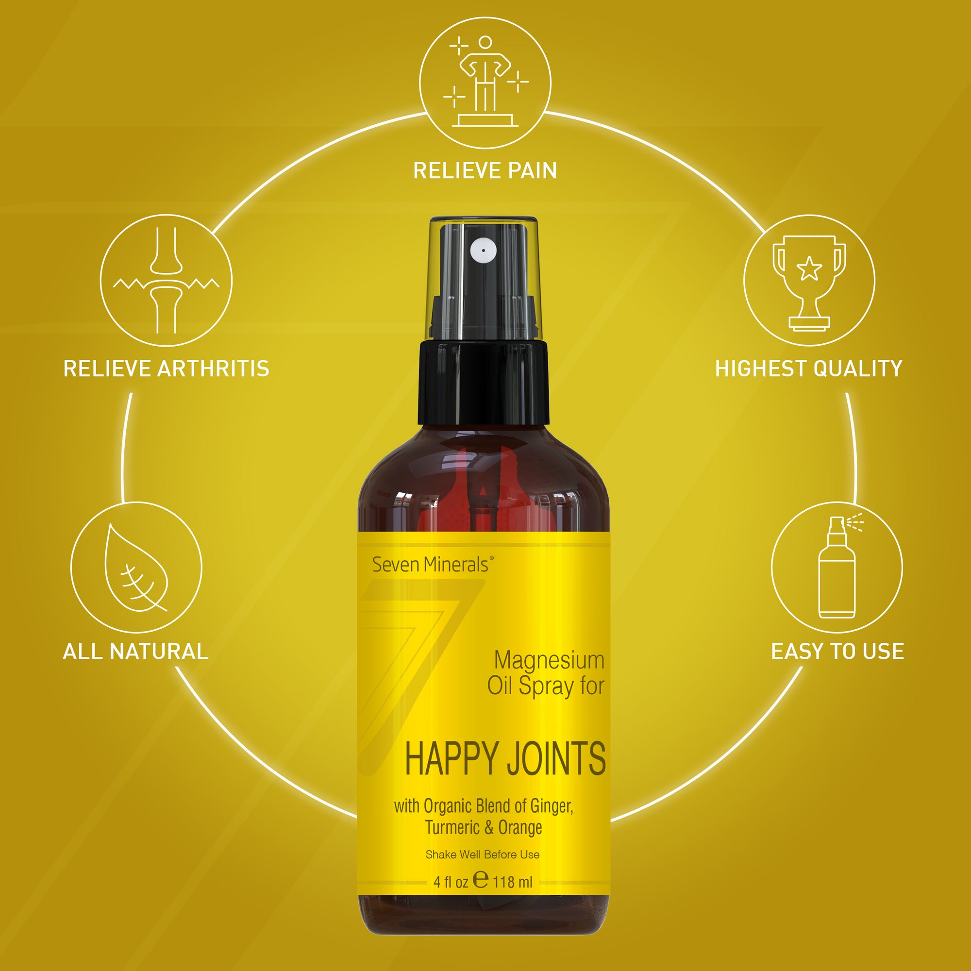 Magnesium Arthritis & Joint Pain Relief Spray 4oz - Seven Minerals Magnesium Arthritis & Joint Pain Relief Spray 4oz - Seven Minerals