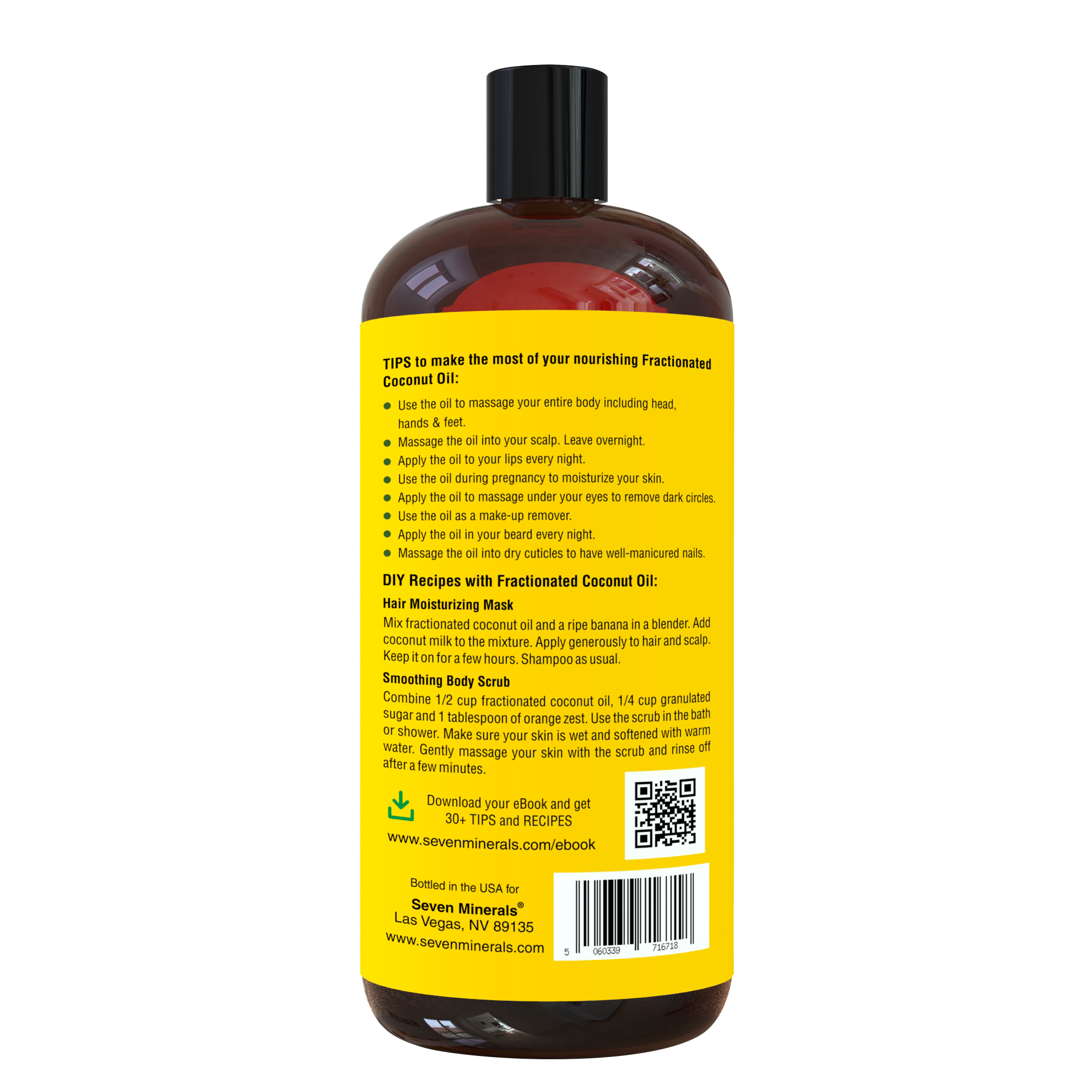 Pure Fractionated Coconut Oil (Shipping Within USA only) - Seven Minerals Pure Fractionated Coconut Oil (Shipping Within USA only) - Seven Minerals