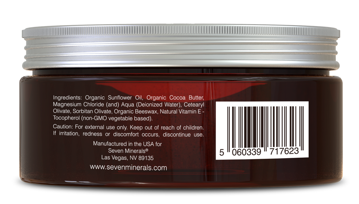 Magnesium Cream with Organic Cocoa Butter and Natural Vitamin E, 8oz