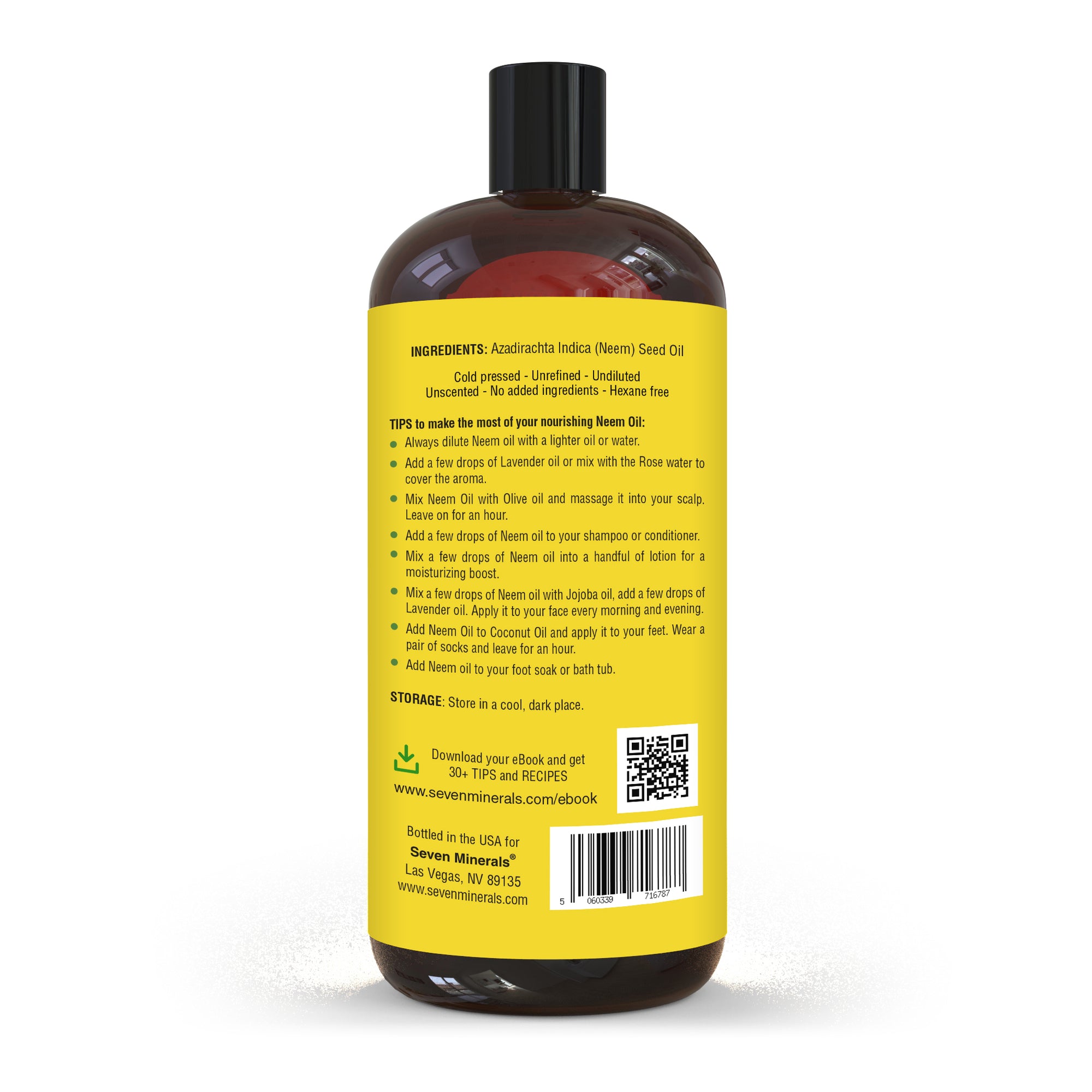 Pure Cold Pressed Neem Oil - Big 32 fl oz Bottle - Non-GMO, Hexane Free, 100% Pure Neem Oil for Plants Spray, Skincare, & Haircare. Treats Dry Skin, Wrinkles, & Promotes Healthy Hair Growth