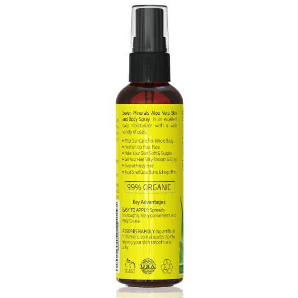 Organic Aloe Vera Spray for Face, Skin & Hair, Travel Size