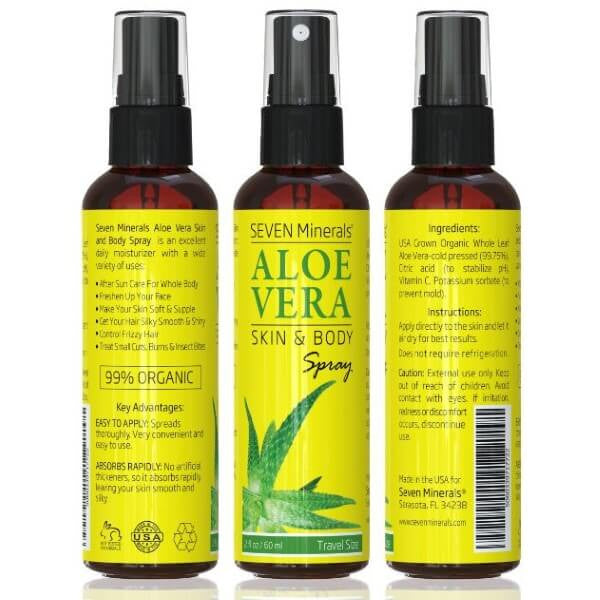 Aloe Vera Spray Face, Skin, Hair Travel trio