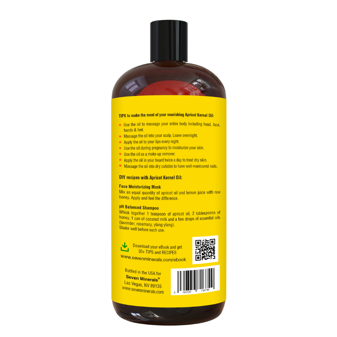 De La Cruz - Apricot Oil - 100% Pure Apricot Kernel Oil - Moisturizing Oil  for Skin and Hair - Expeller Pressed Hexane Free - 2 fl OZ