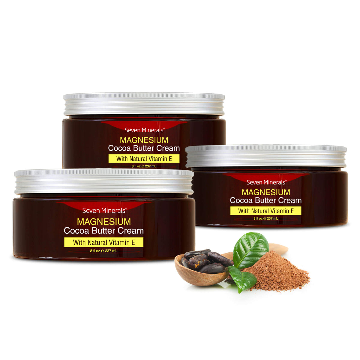Magnesium Cream with Organic Cocoa Butter and Natural Vitamin E, 8oz
